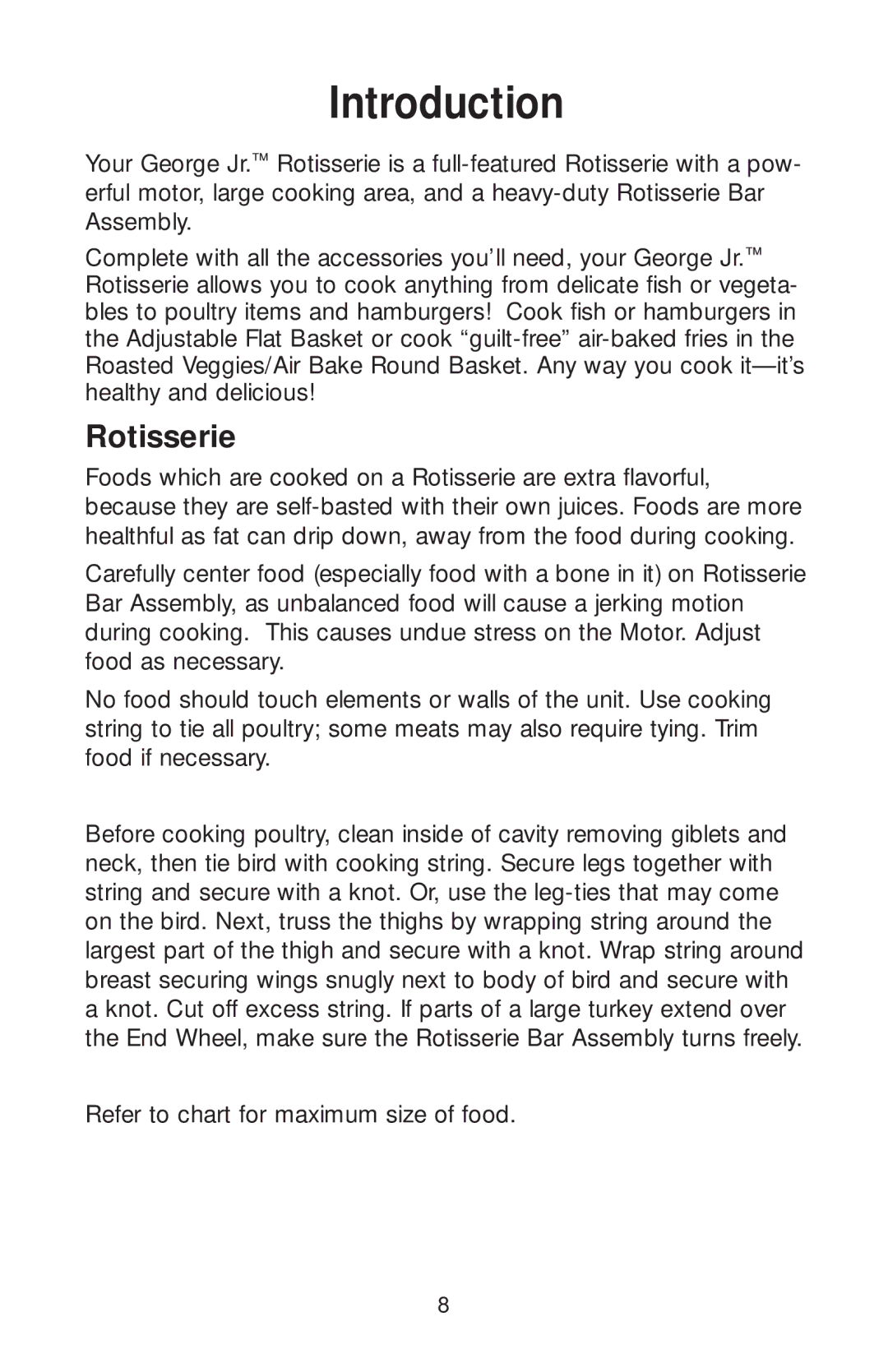 Salton GR82 owner manual Introduction, Rotisserie 