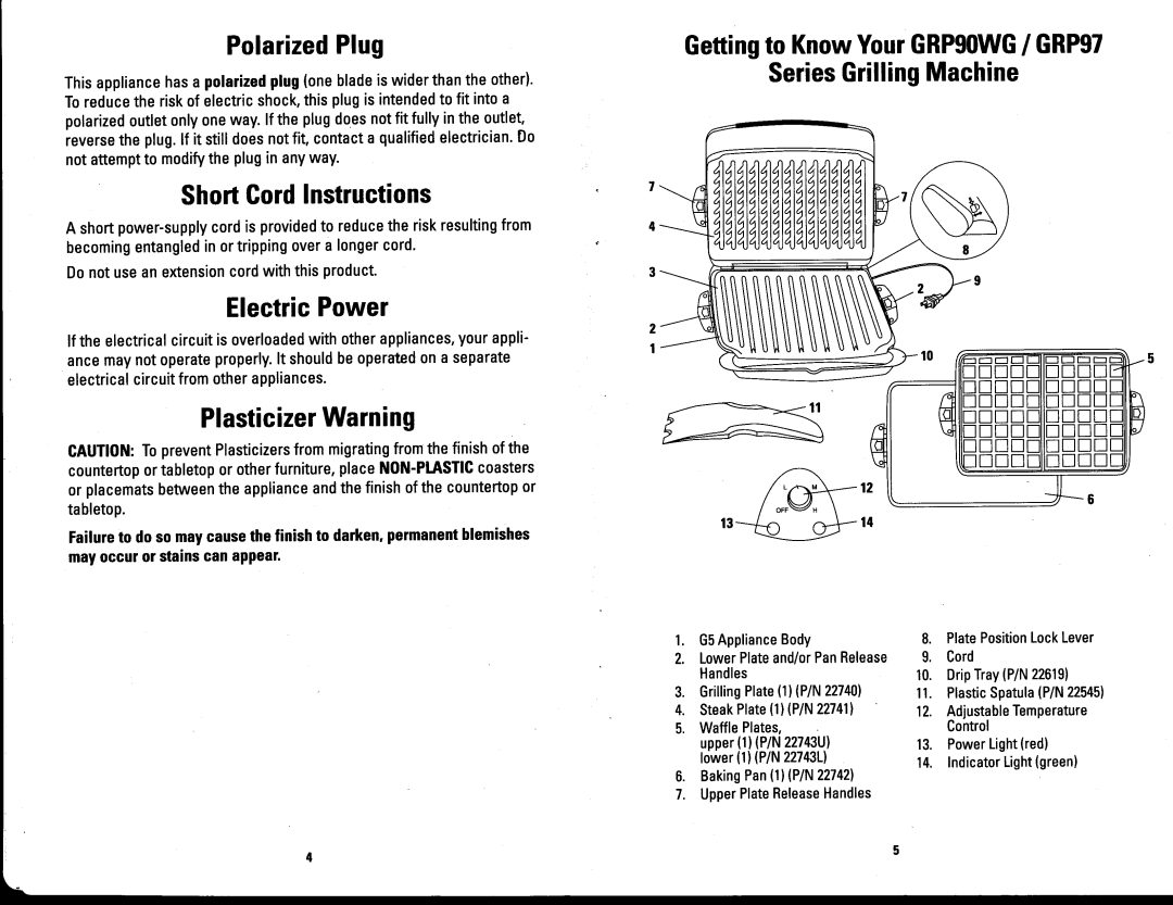 Salton GRP90WG, GRP97 manual 