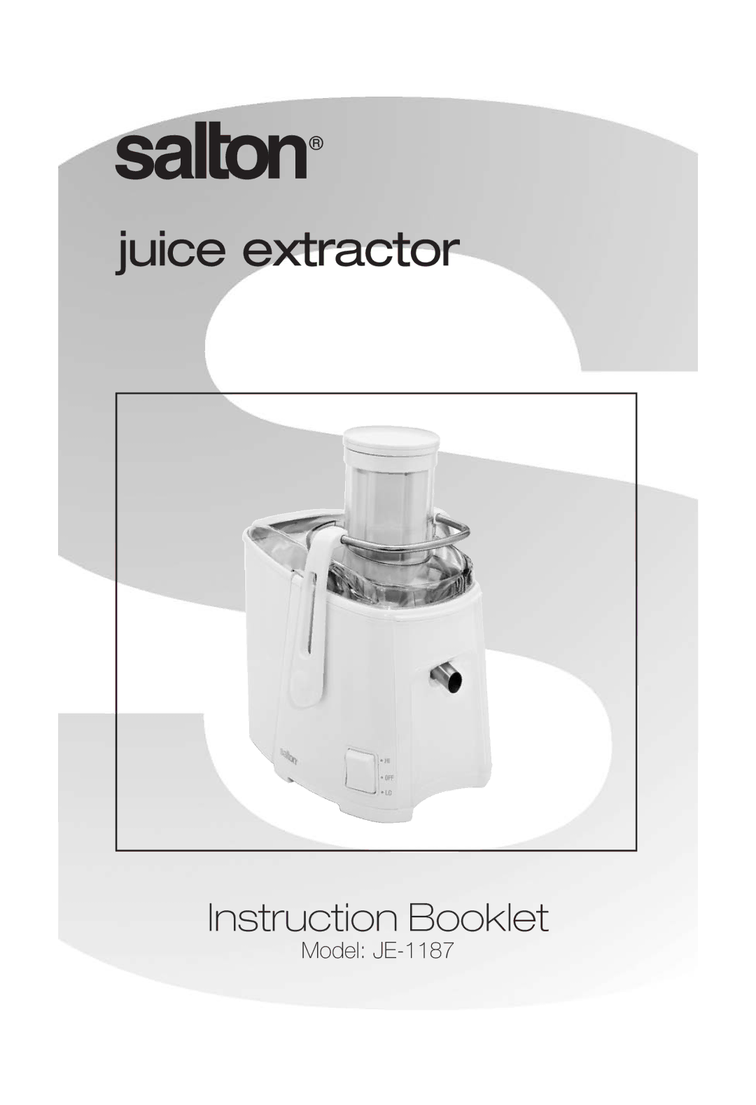 Salton JE-1187 manual Juice extractor 