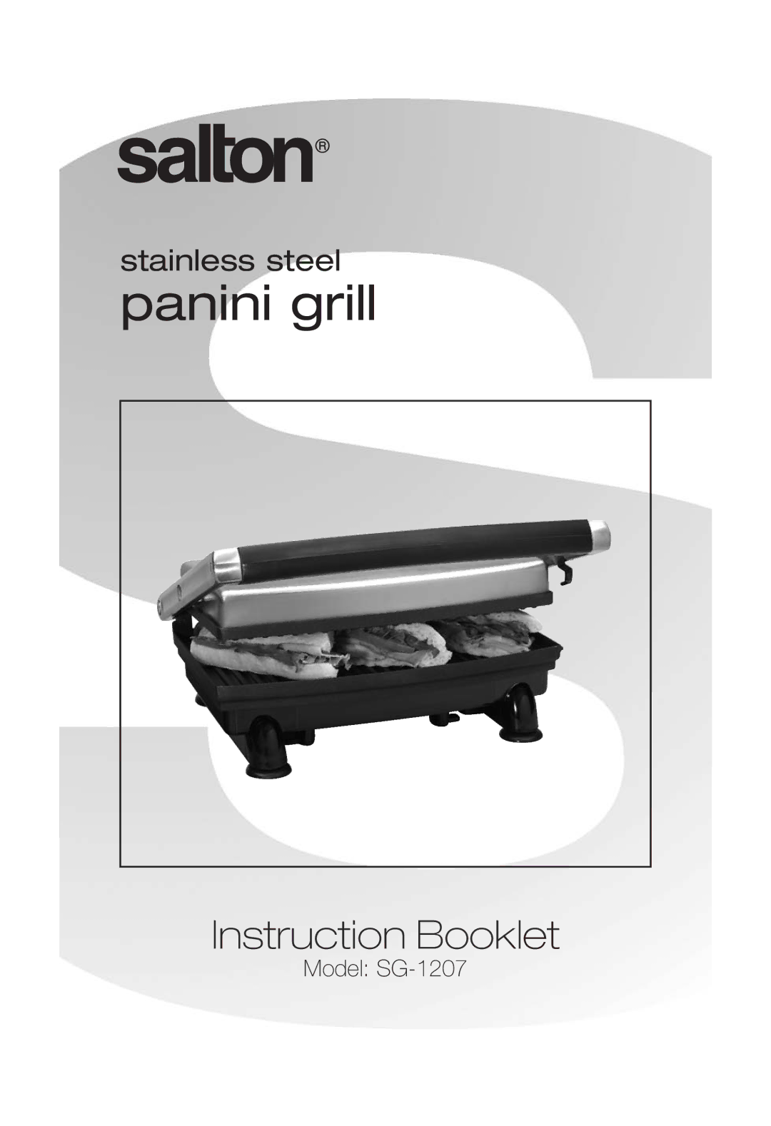 Salton SG-1207 manual Panini grill 