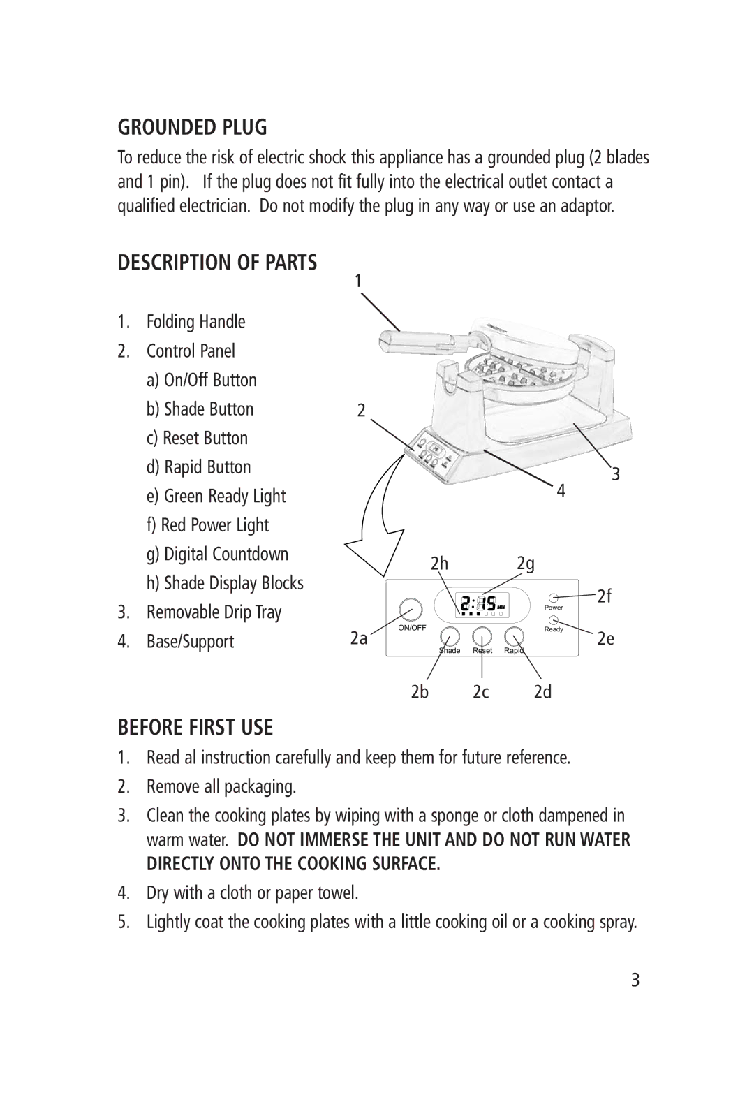 Salton WM-1186 manual Grounded Plug, Before First USE 