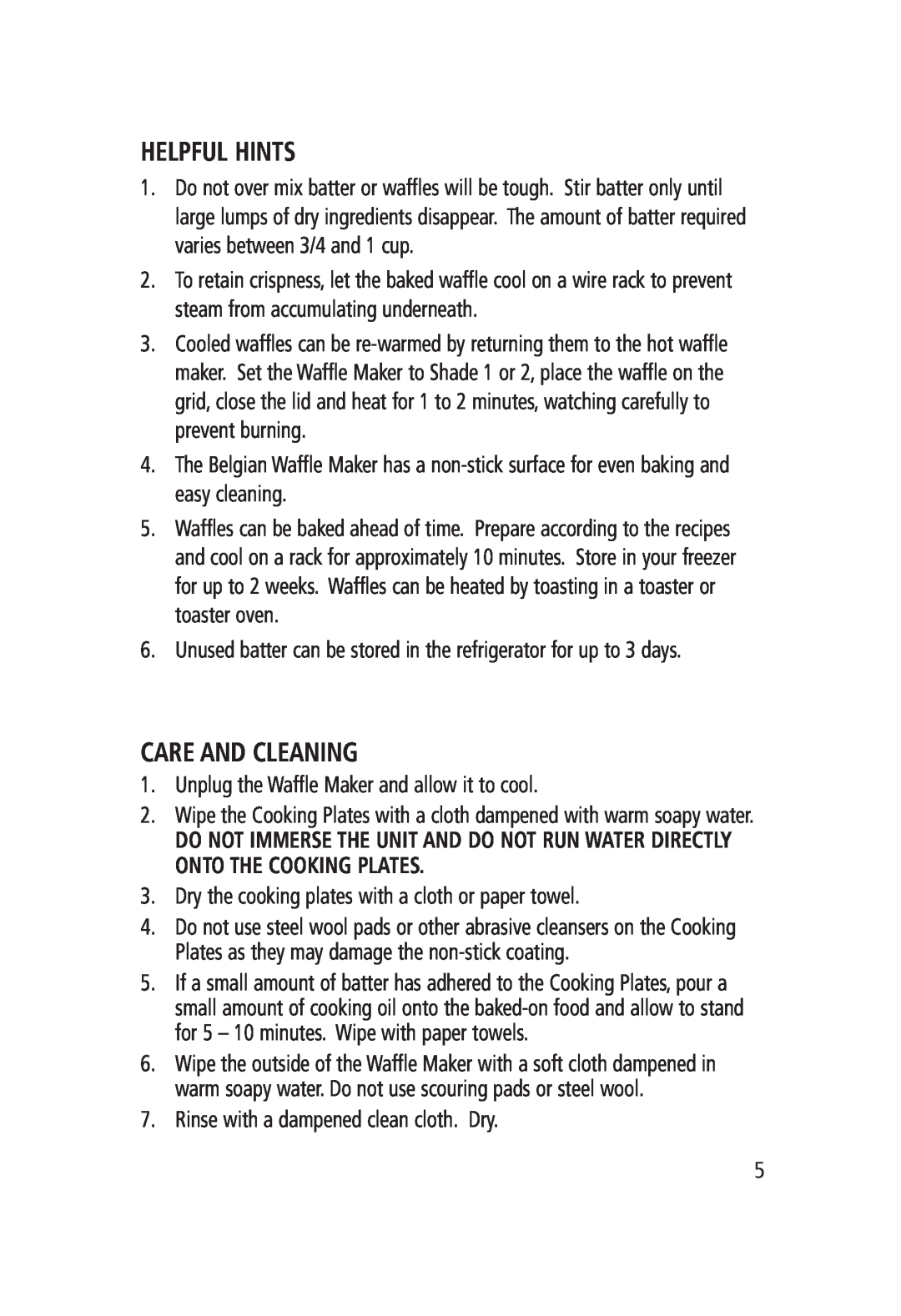 Salton WM-1186 manual Helpful Hints, Care And Cleaning 