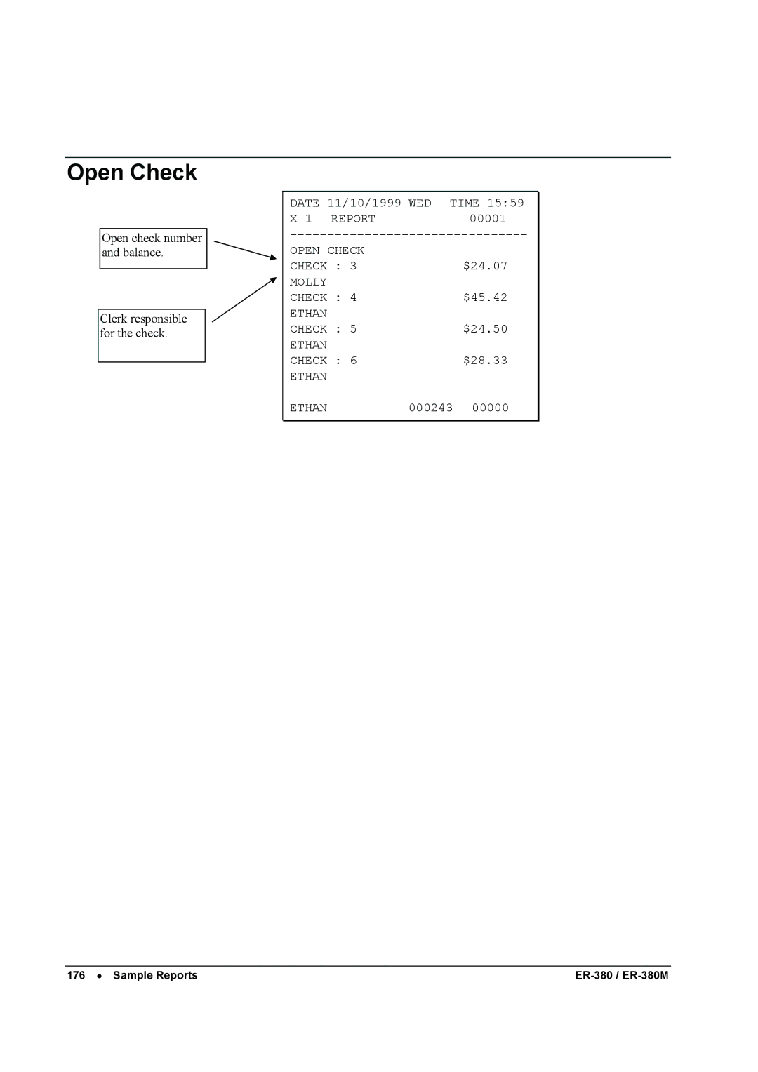 Sam4s ER-380M specifications Open Check 