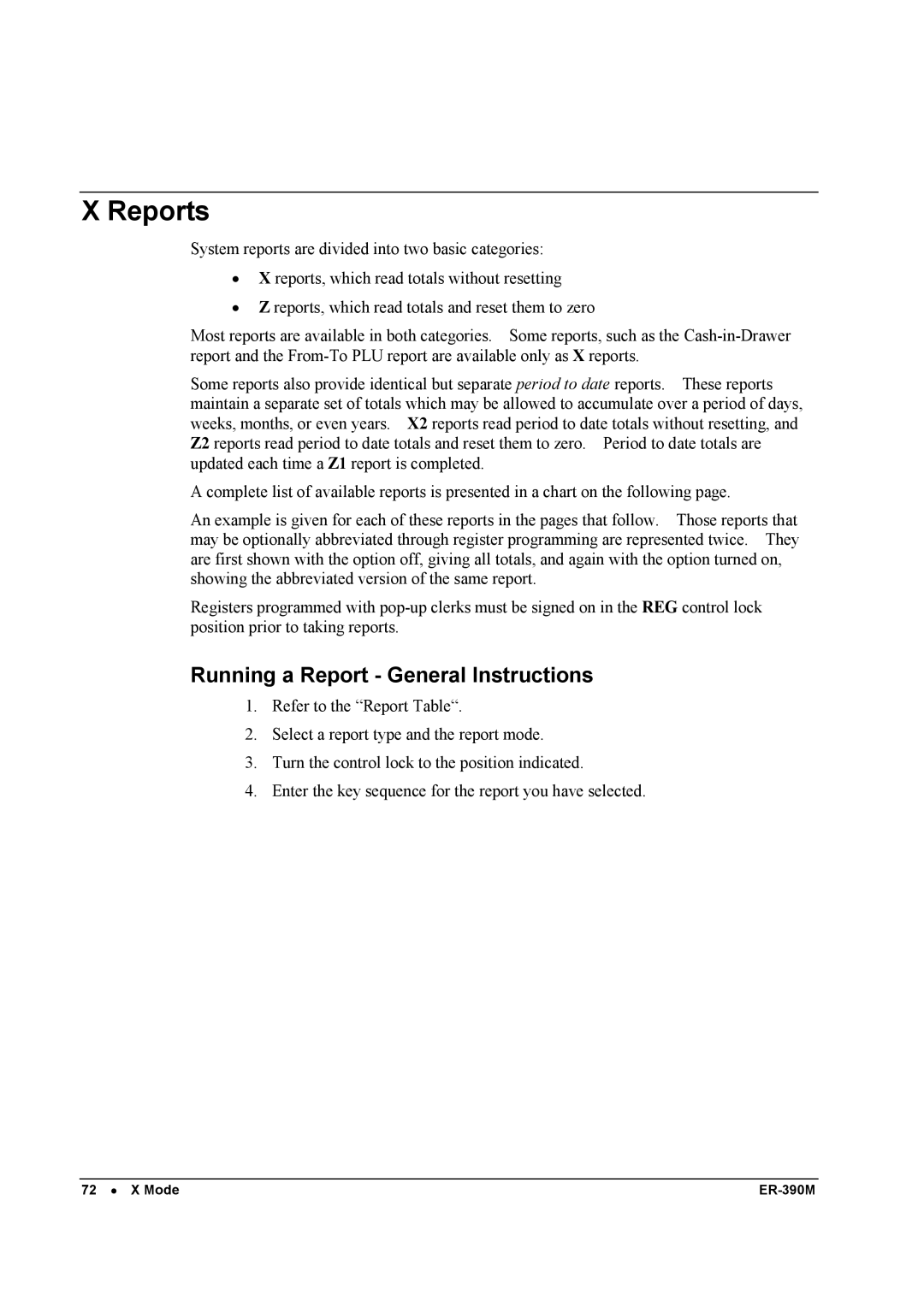 Sam4s ER-390M manual Reports, Running a Report General Instructions 