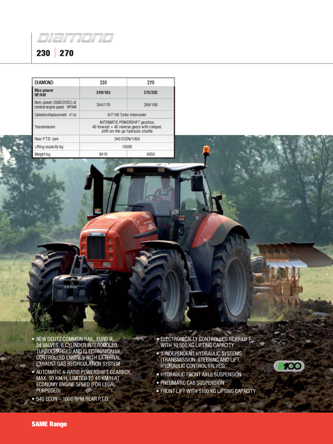 SAME Tractors manual 230 270, NEW Deutz Common RAIL, Euro, Diamond 