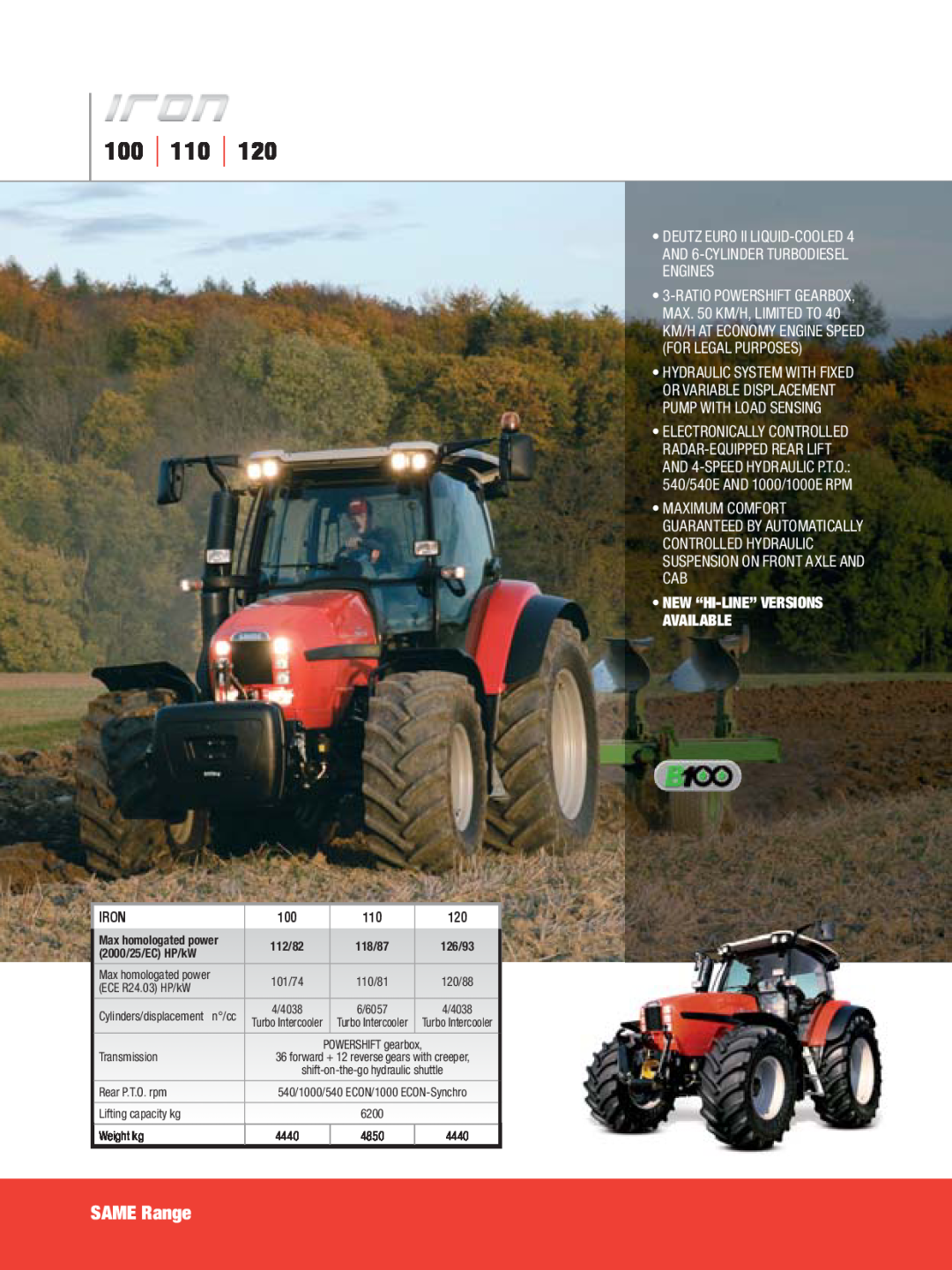 SAME Tractors manual SAME Range, Iron, New “Hi-Line”Versions Available 