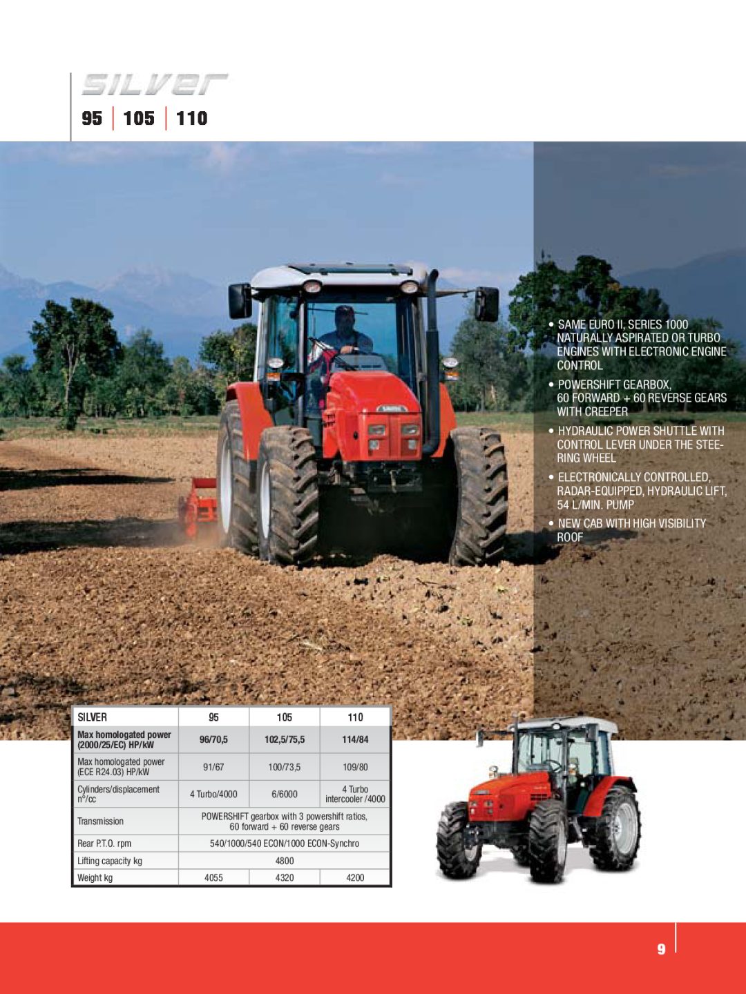 SAME Tractors manual •Powershift Gearbox, New Cab With High Visibility Roof, Silver 