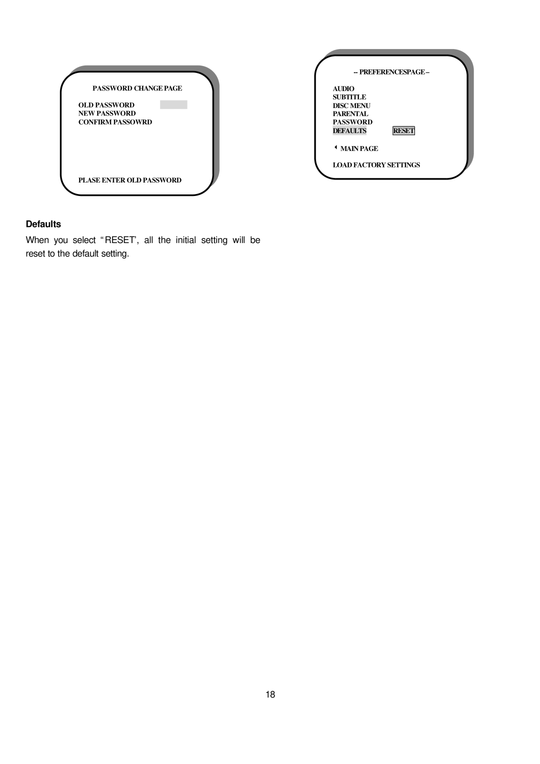 Sampo DVE-560 manual Defaults 