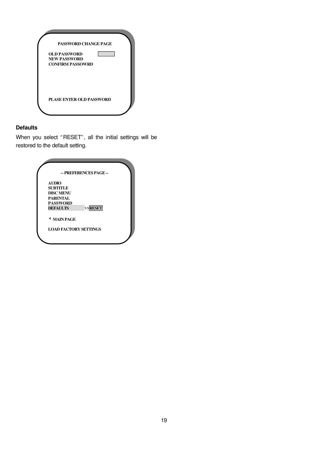 Sampo DVE-6xx manual Defaults 