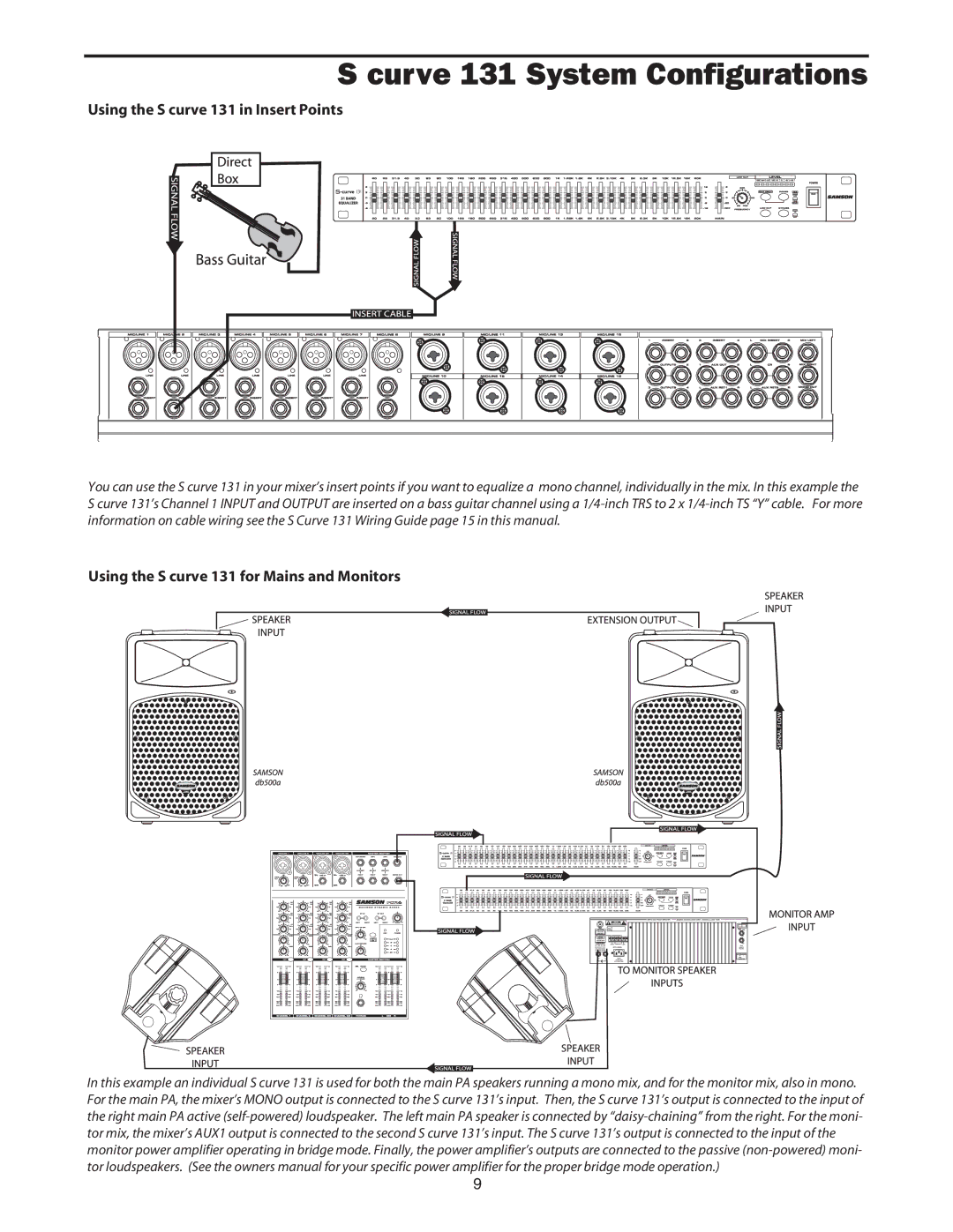 Samson manual Using the S curve 131 for Mains and Monitors 