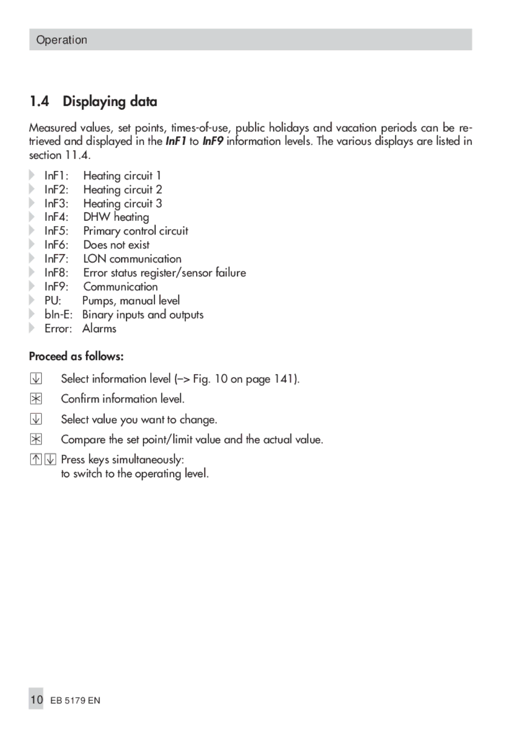 Samson 5100, 5179 operating instructions Displaying data 