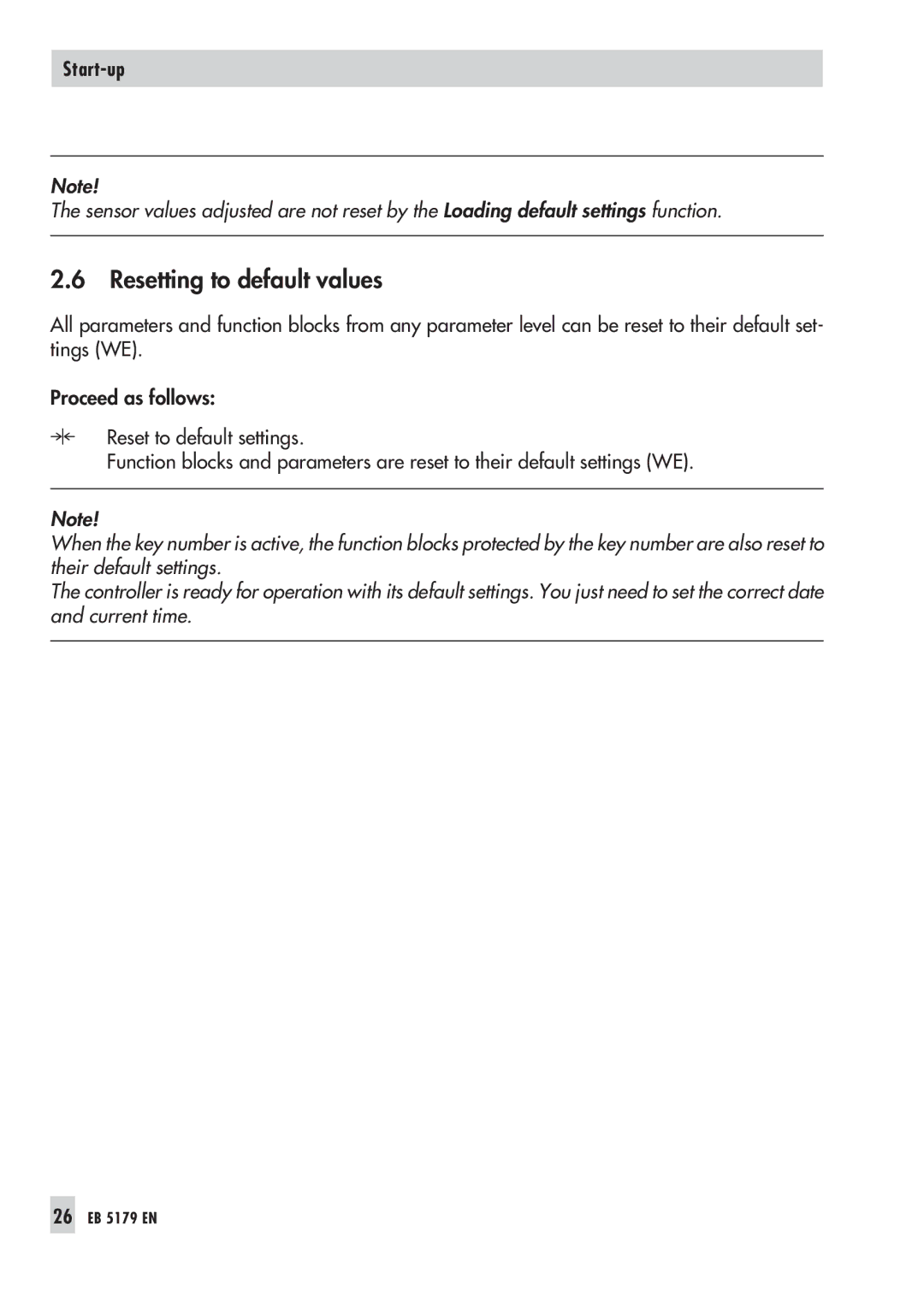 Samson 5100, 5179 operating instructions Resetting to default values 