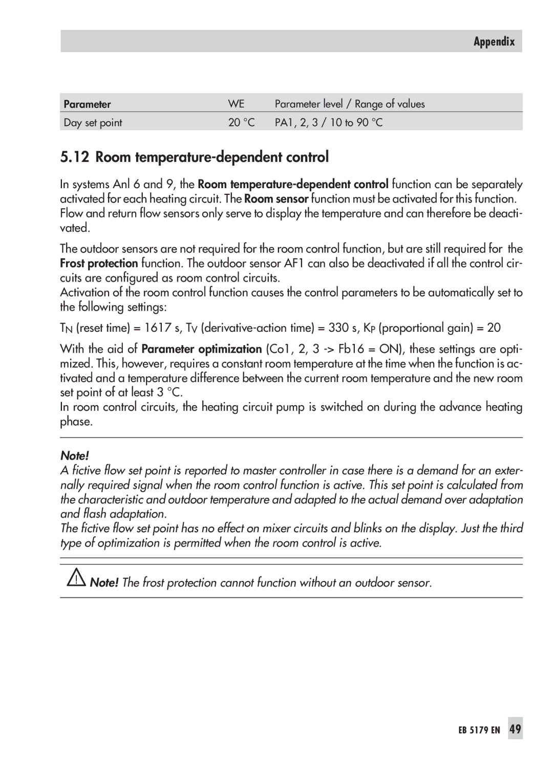 Samson 5179, 5100 operating instructions Room temperature-dependent control 