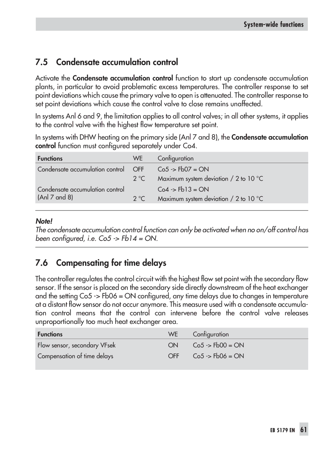 Samson 5179, 5100 operating instructions Condensate accumulation control, Compensating for time delays 