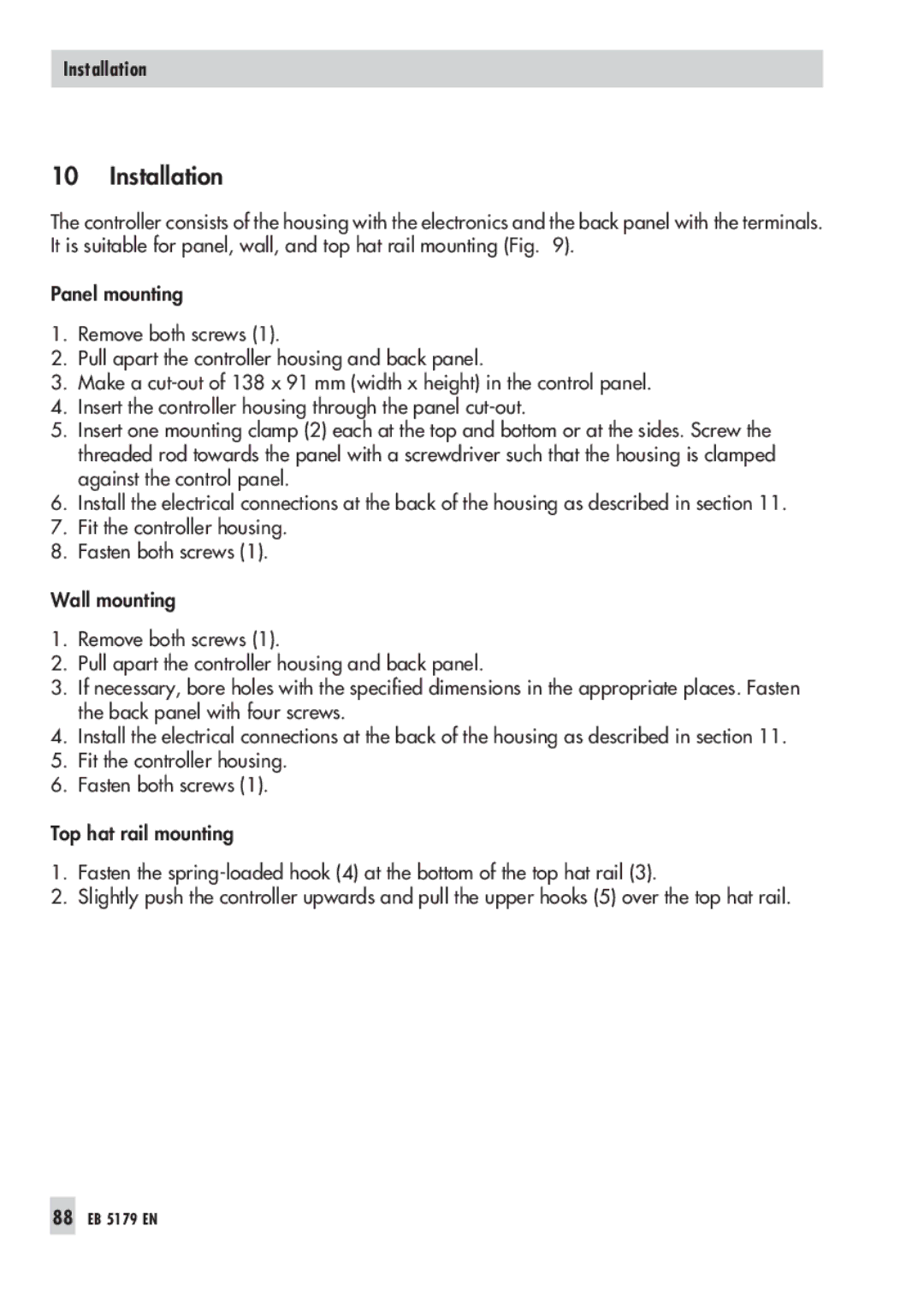 Samson 5100, 5179 operating instructions Installation 