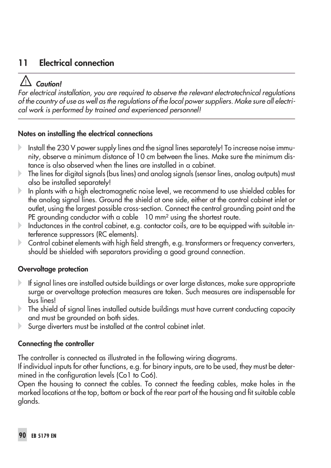 Samson 5100, 5179 operating instructions Electrical connection 