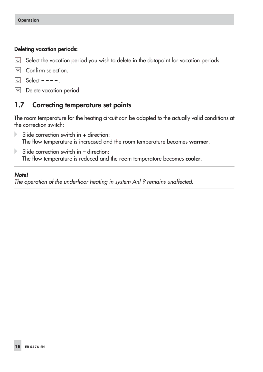 Samson 5476 manual Correcting temperature set points 