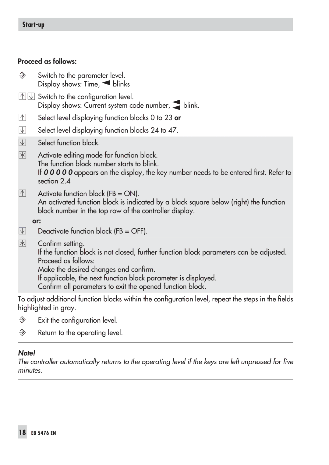 Samson 5476 manual Display shows Current system code number Blink 