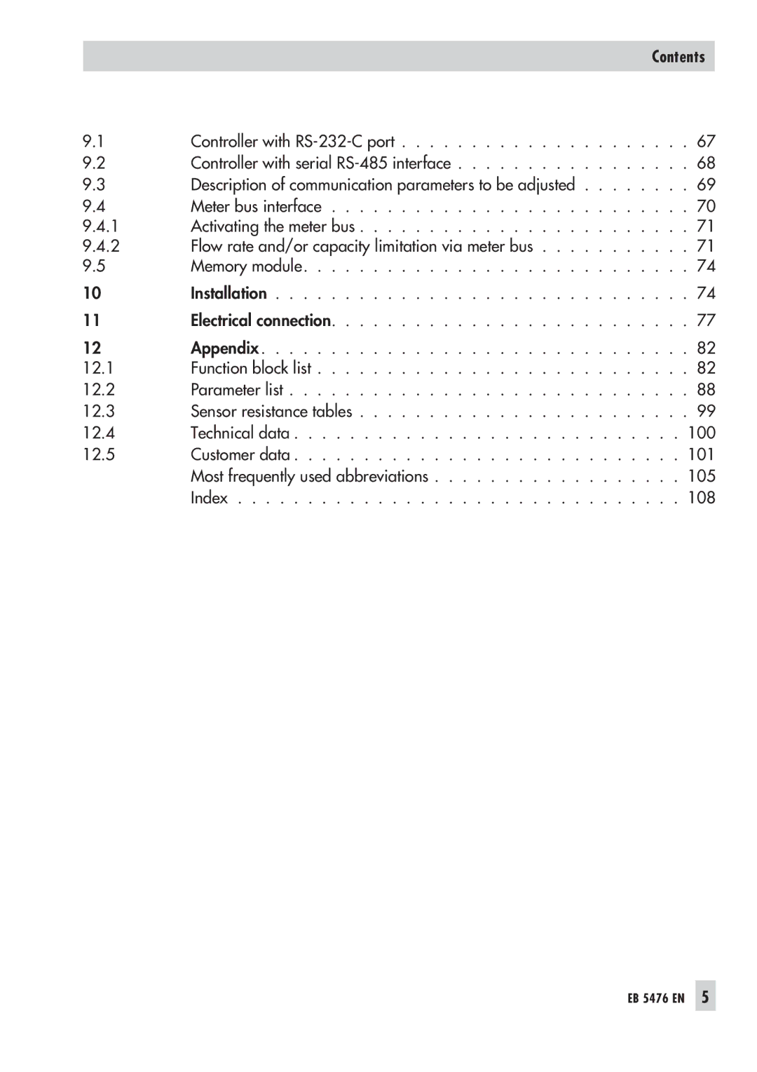 Samson 5476 manual Contents 