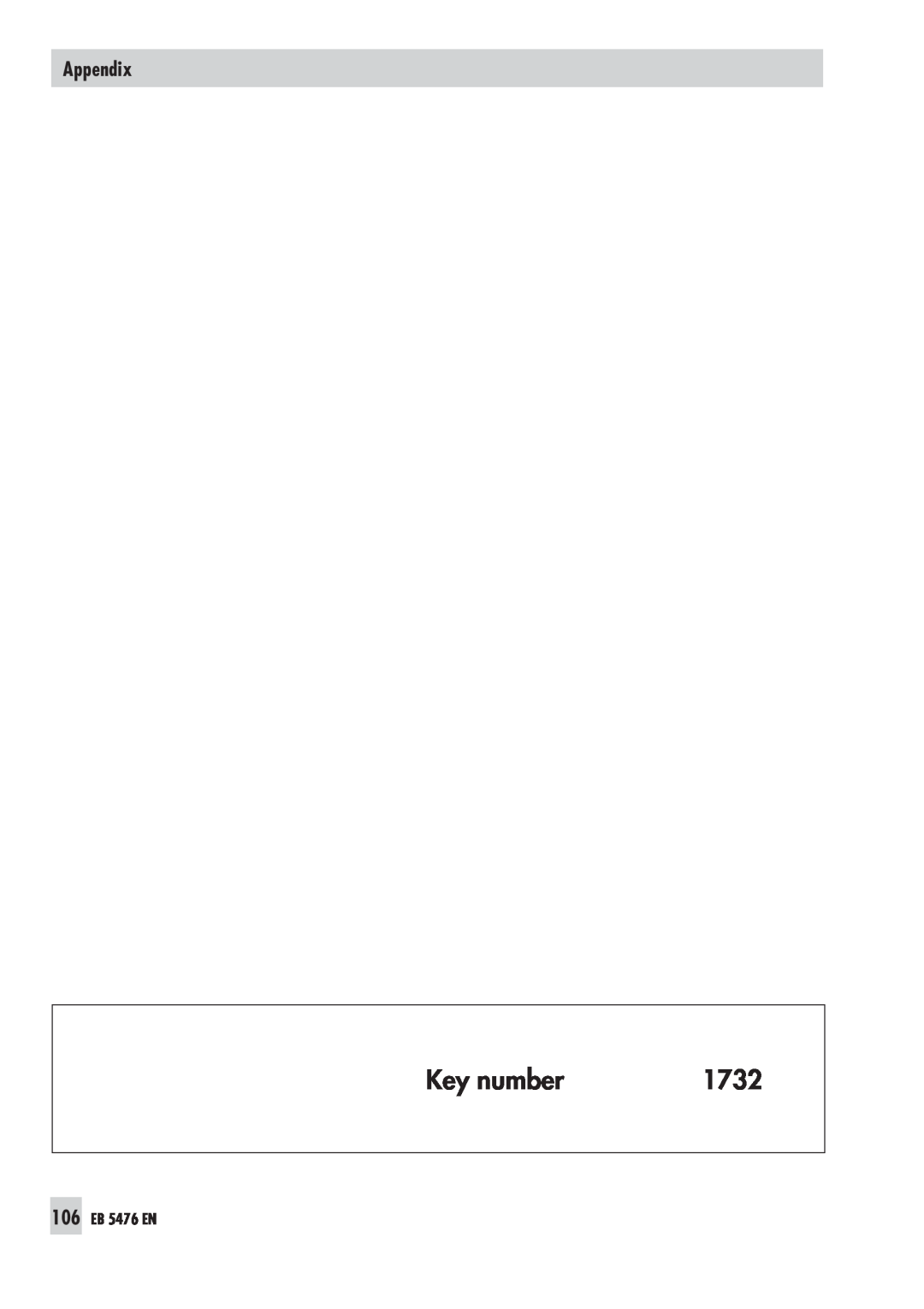Samson manual Key number, 1732, Appendix, 106EB 5476 EN 