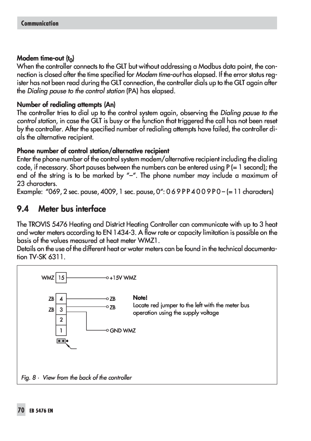 Samson 5476 manual 9.4Meter bus interface, Communication 