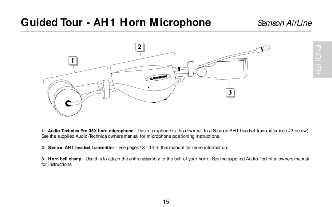 Samson AH1/QV, AH1/QE, AH1/35X owner manual Guided Tour AH1 Horn Microphone 