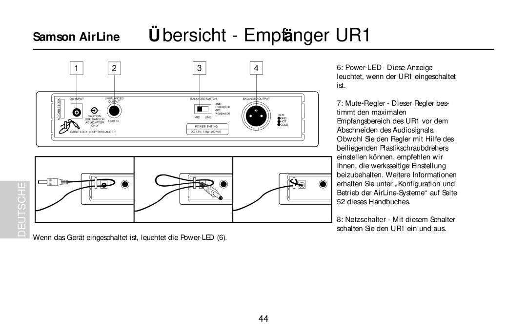 Samson AH1/35X, AH1/QE, AH1/QV owner manual Power-LED- Diese Anzeige 