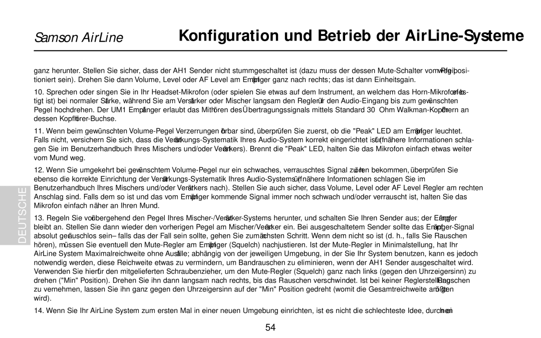 Samson AH1/QV, AH1/QE, AH1/35X owner manual Konfiguration und Betrieb der AirLine-Systeme 