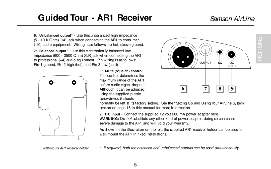 Samson AH1/35X, AH1/QE, AH1/QV owner manual Guided Tour AR1 Receiver 