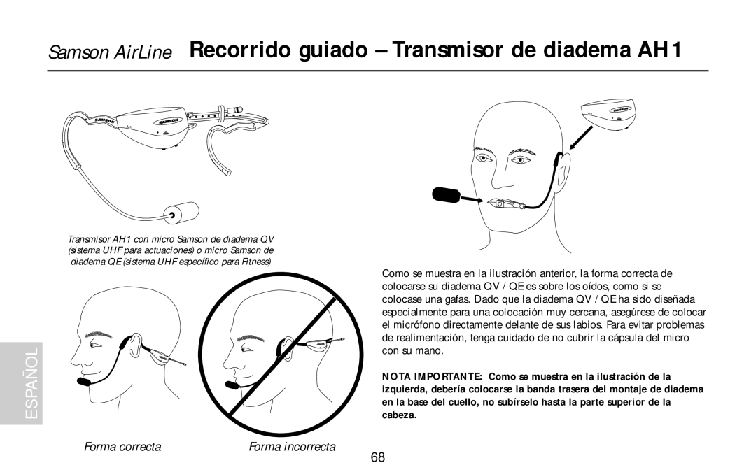 Samson AH1/35X, AH1/QE, AH1/QV owner manual Forma correcta 
