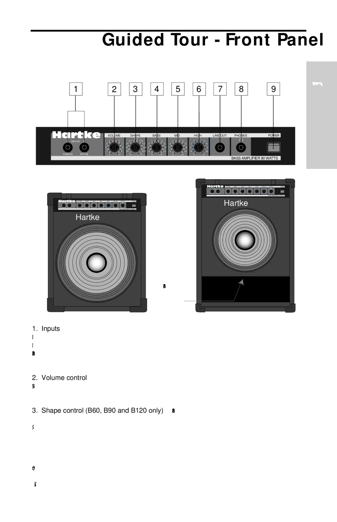 Samson B90 owner manual Guided Tour Front Panel 