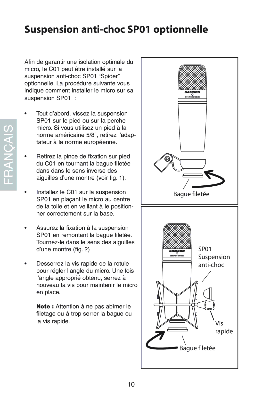 Samson C01 manual Suspension anti-choc SP01 optionnelle 