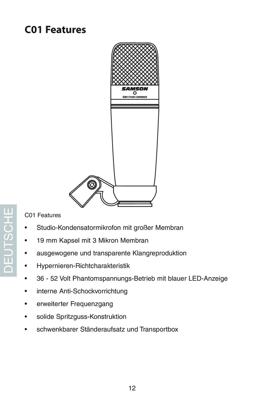 Samson manual C01 Features 