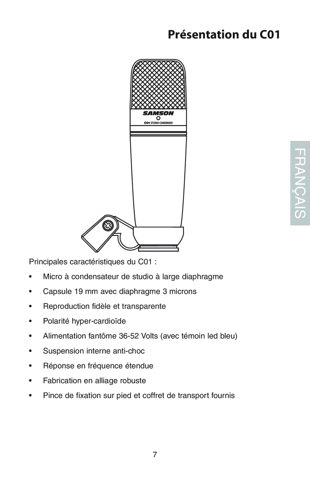 Samson manual Présentation du C01 