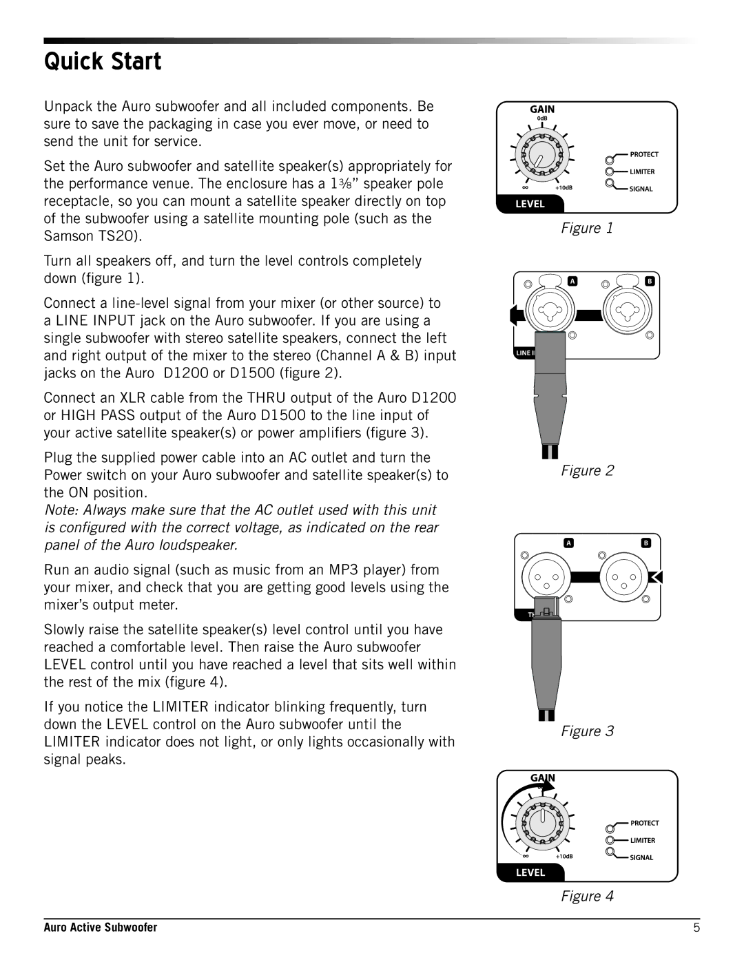 Samson D1500, D1200 owner manual Quick Start 