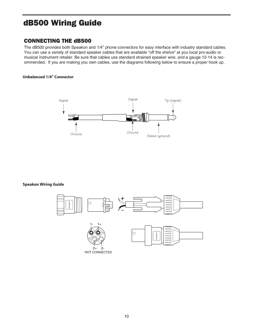 Samson manual DB500 Wiring Guide, Connecting the dB500 