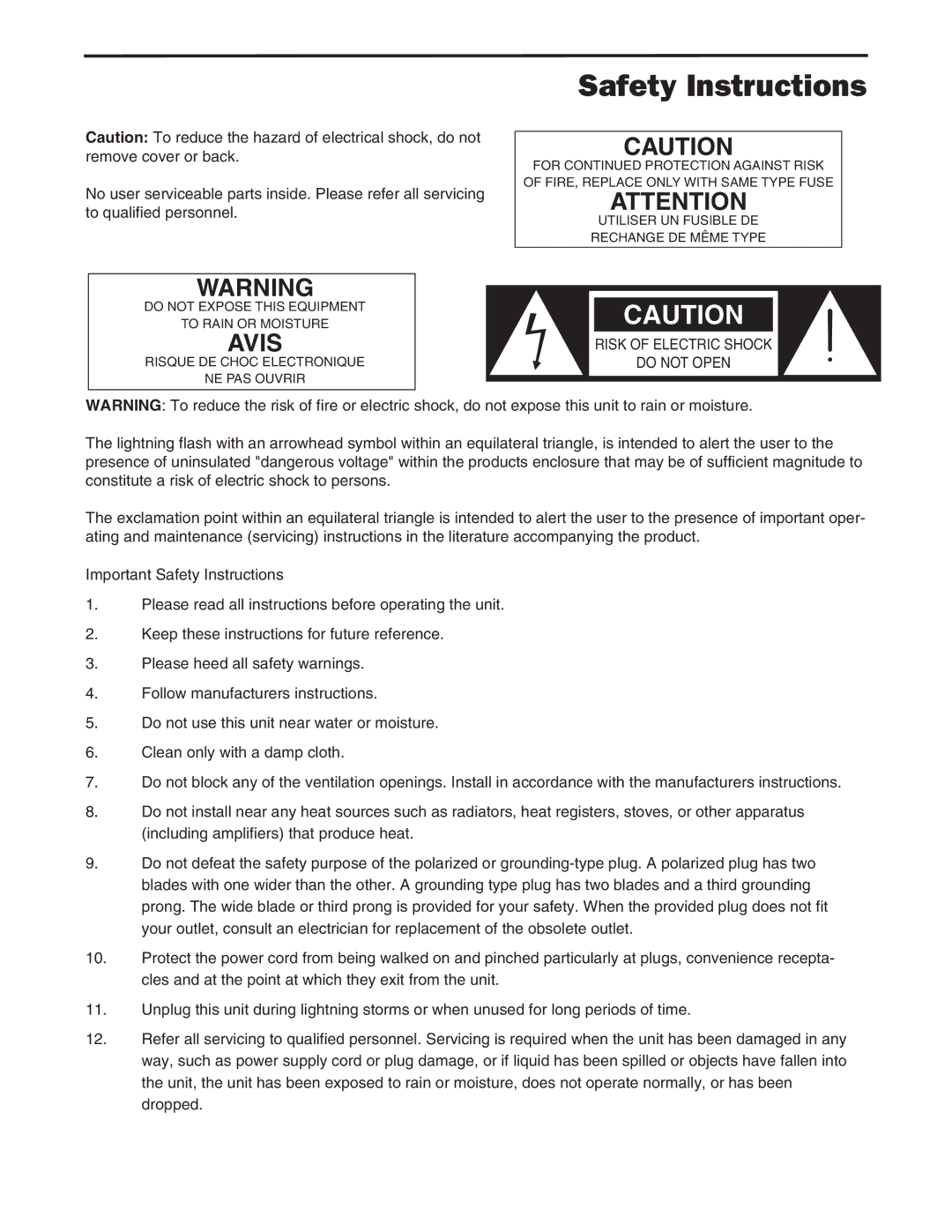 Samson dB500 manual Safety Instructions, Avis 