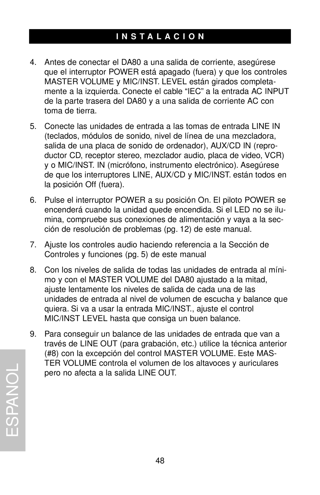 Samson DMS80 owner manual Espanol 