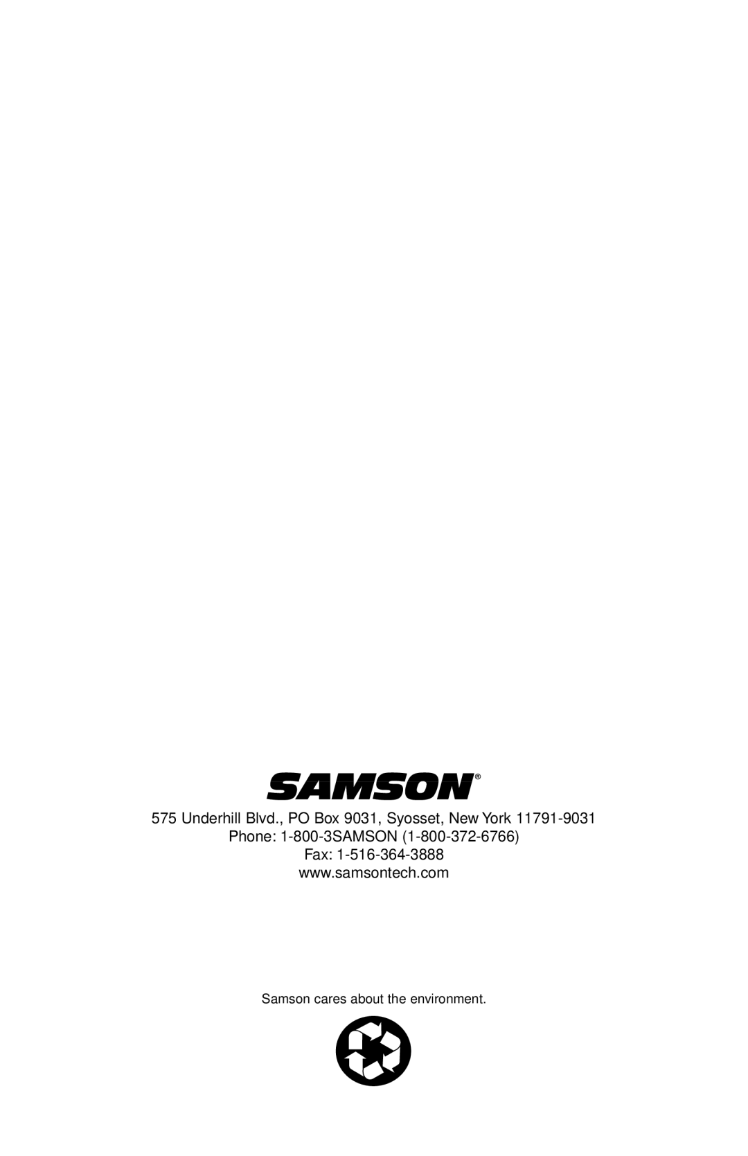 Samson DMS80 owner manual Samson cares about the environment 