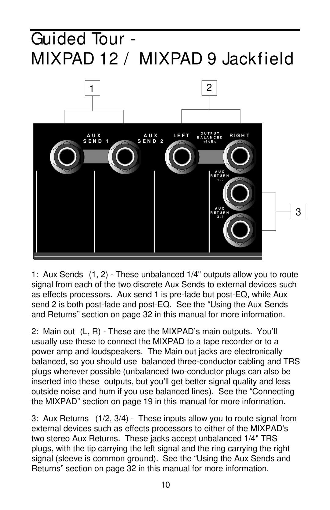 Samson MIXPAD manual Guided Tour Mixpad 12 / Mixpad 9 Jackfield 