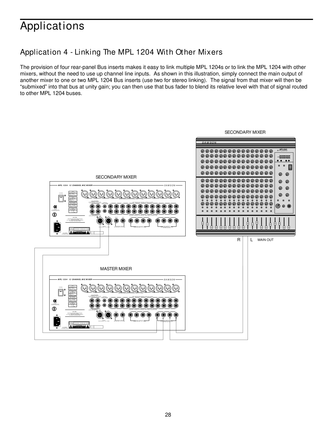 Samson manual Application 4 Linking The MPL 1204 With Other Mixers 