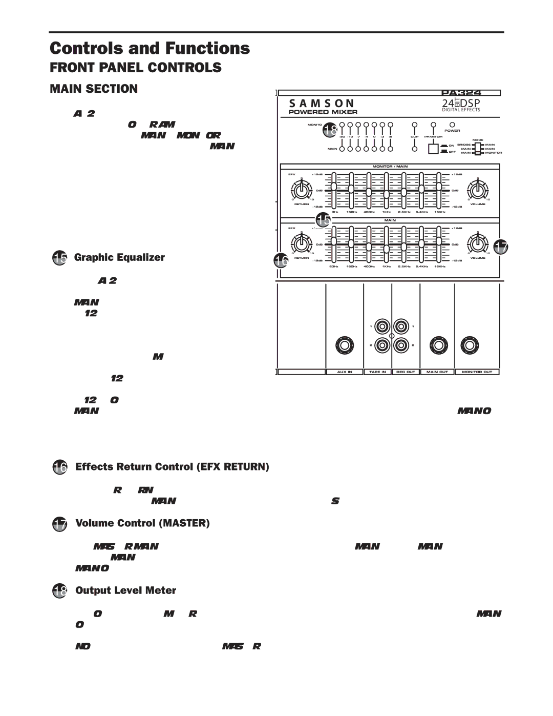 Samson PA324 owner manual Main Section, 24BITDSP 