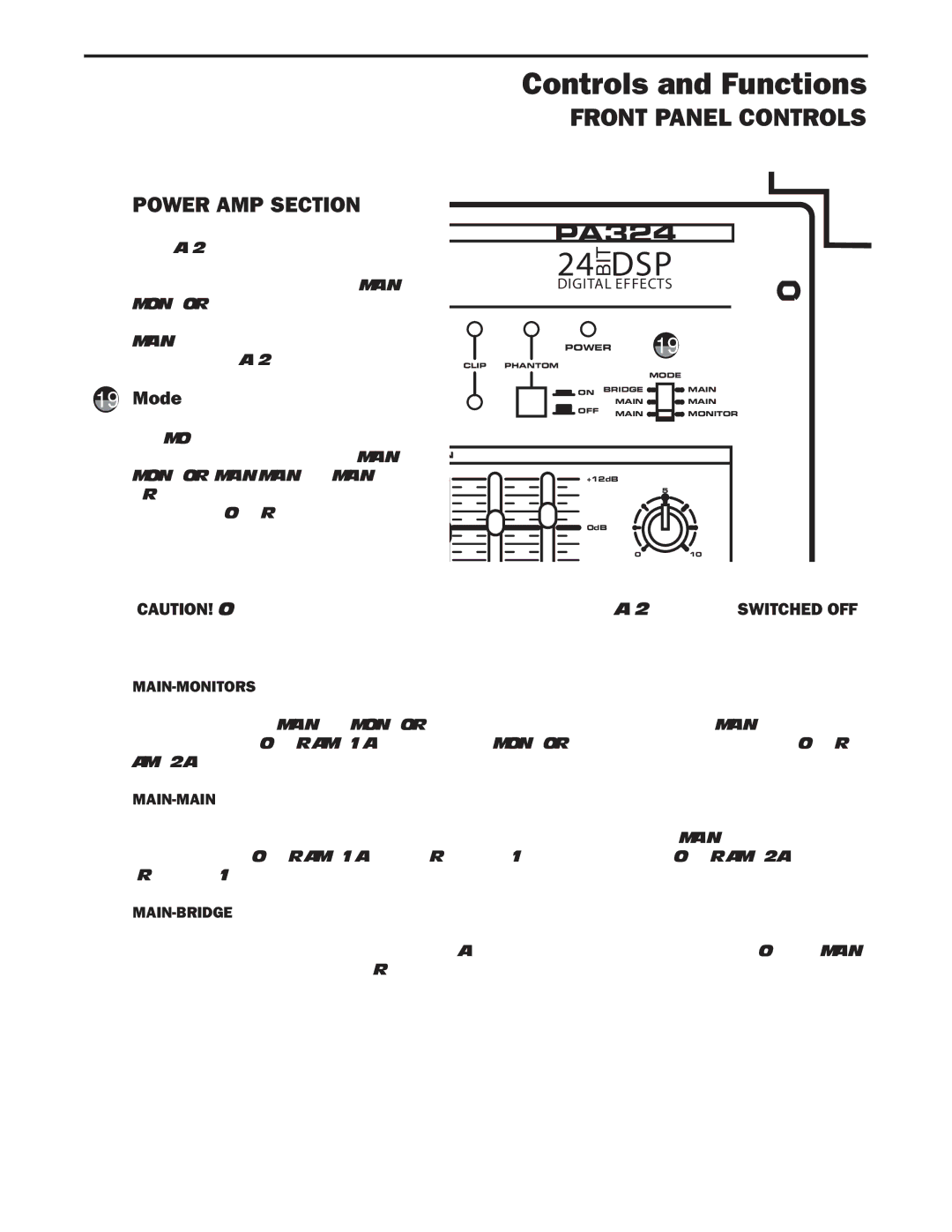 Samson PA324 owner manual Power AMP Section, Mode 