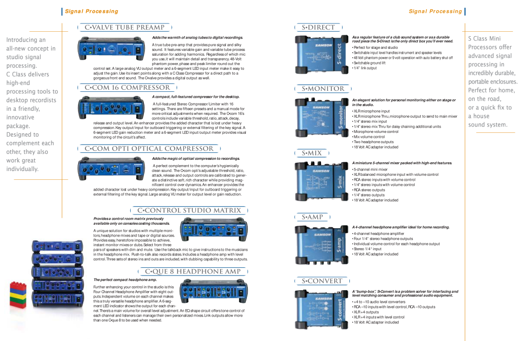 Samson Power Amplifiers manual C Valve Tube Preamp, Sdirect, innovative, C COM 16 COMPRESSOR, Ccom Opti Optical Compressor 