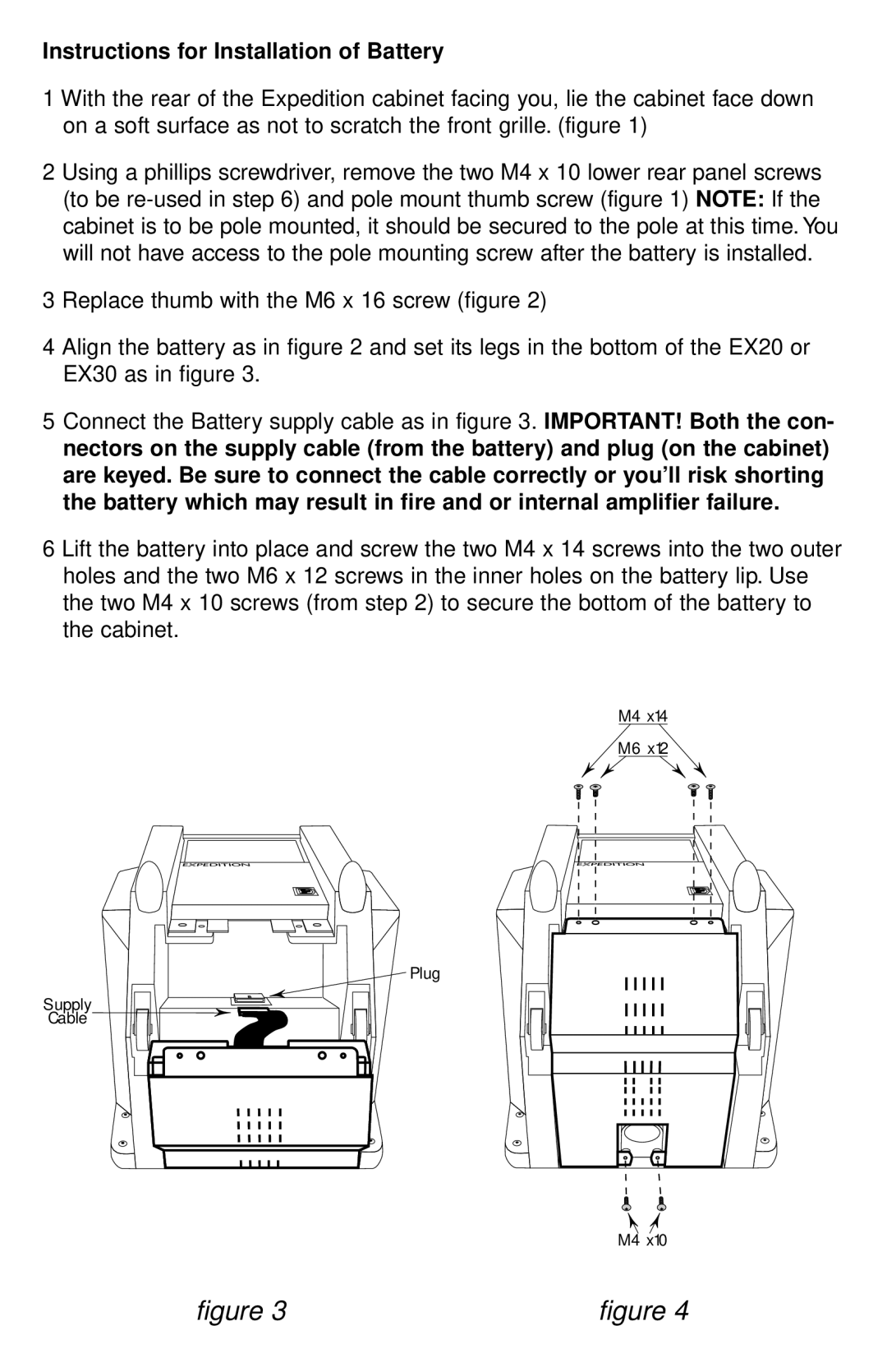 Samson RB2030 owner manual Instructions for Installation of Battery 