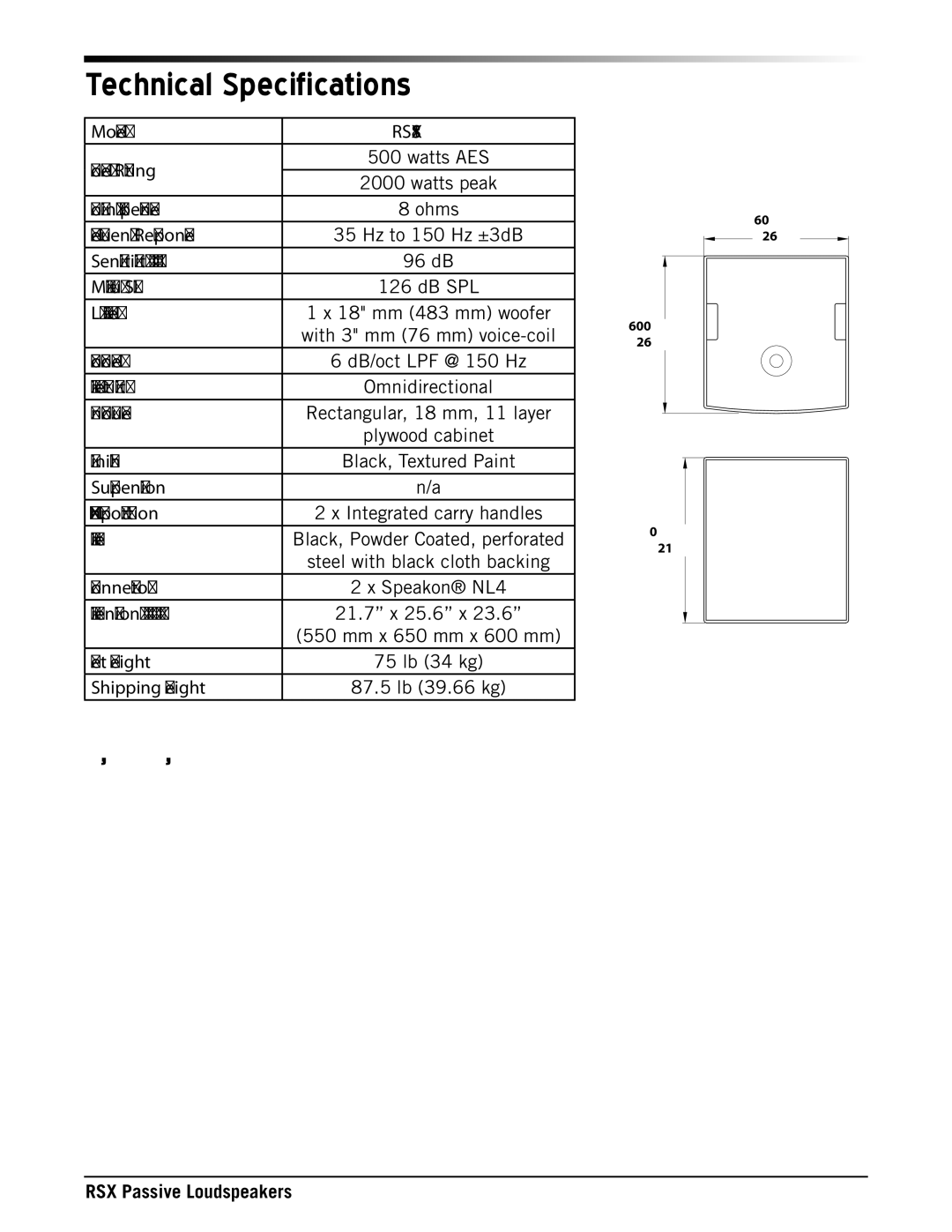 Samson RSX1185, RSX115, RSX110, RSX215, RSX112 owner manual RSX118S 