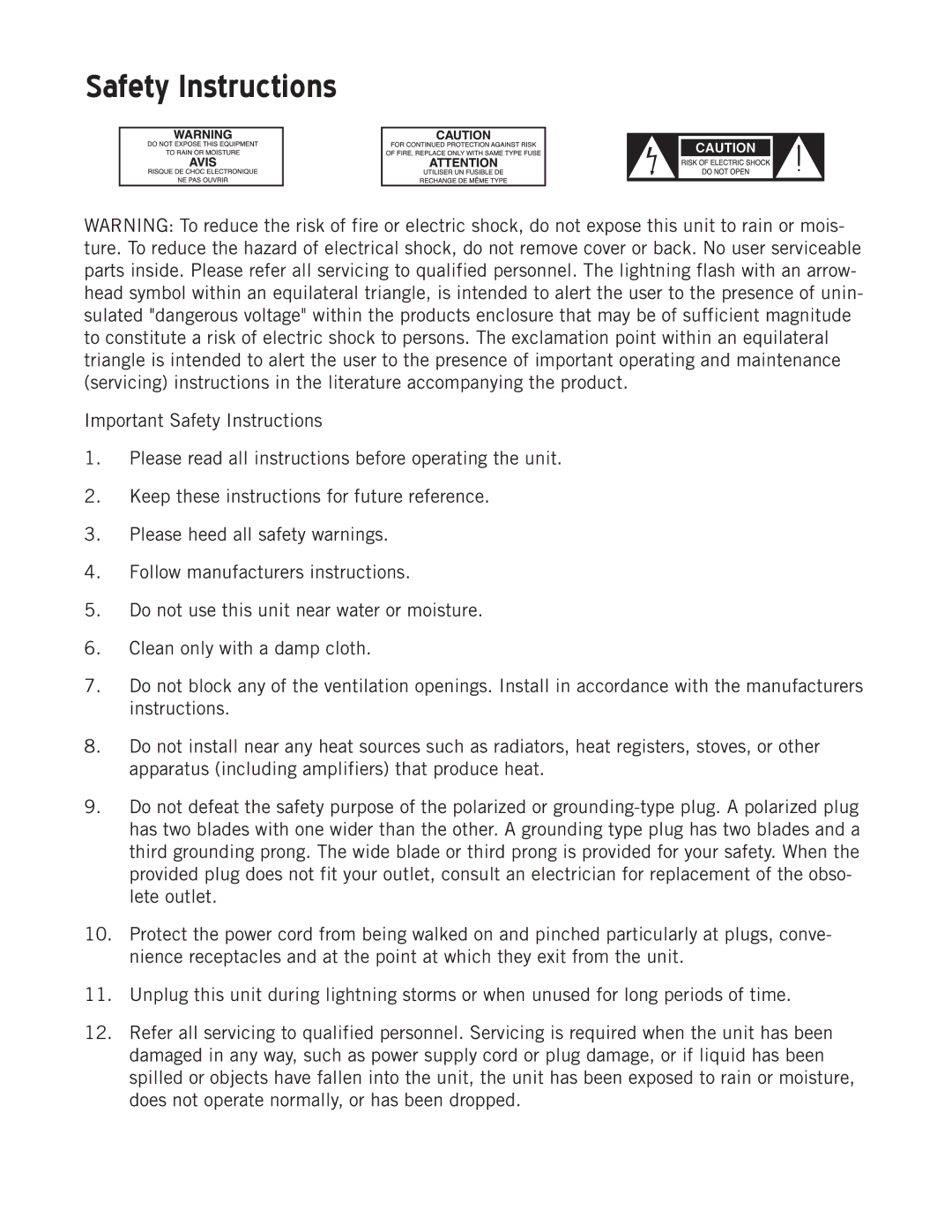 Samson RSX1185, RSX115, RSX110, RSX215, RSX112 owner manual Safety Instructions 