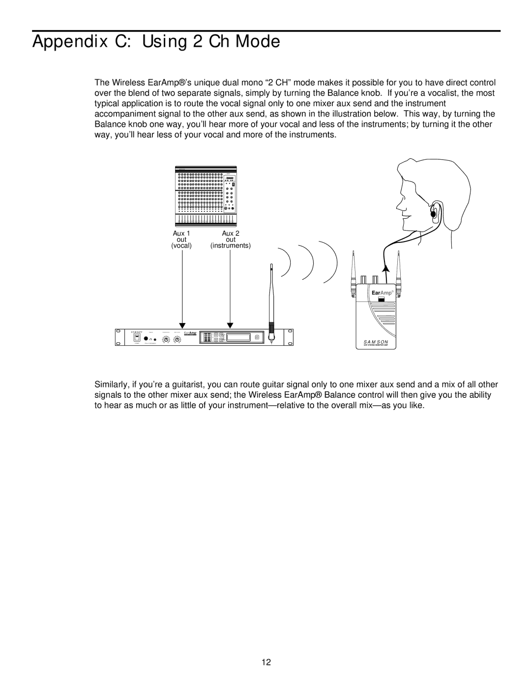 Samson RT80 owner manual Appendix C Using 2 Ch Mode, Out 