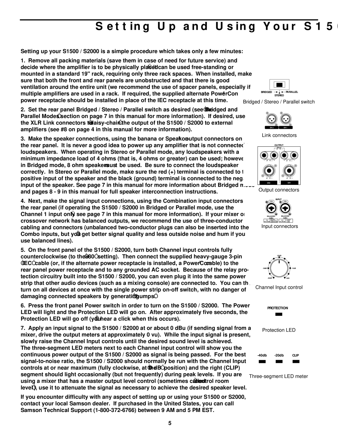 Samson owner manual Setting Up and Using Your S1500 / S2000, Output connectors 