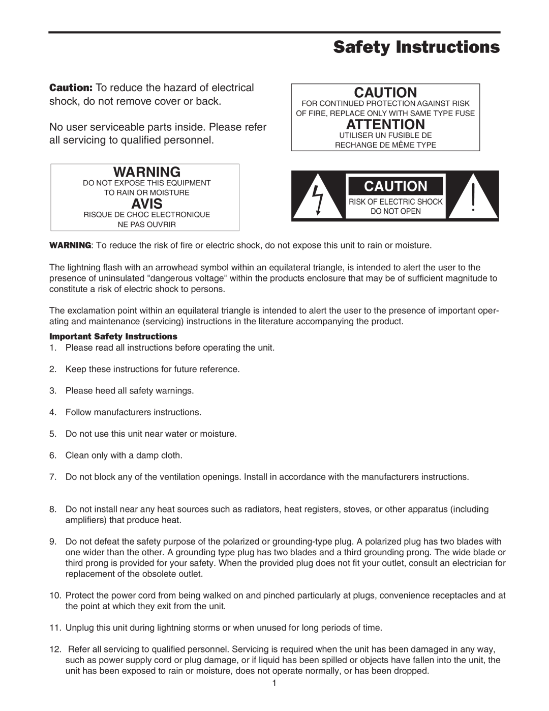Samson Sub120 owner manual Safety Instructions, Avis 